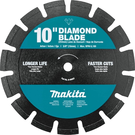 Makita Diamond Blade, 10", Segmented, Dual Purpose B-69652