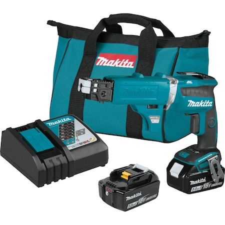 Makita 18V LXT BL 4,000 RPM Drywall Screwdriver Kit, Autofeed Mag (5.0Ah) XSF03TX2