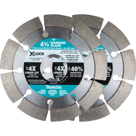 Makita X-LOCK 4 1/2" Segmented Diamond Blade, 2 E-07200