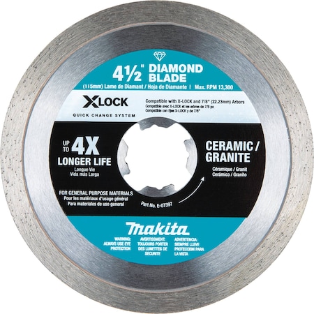 Makita X-LOCK 4 1/2" Continuous Rim Diamond Bla E-07397