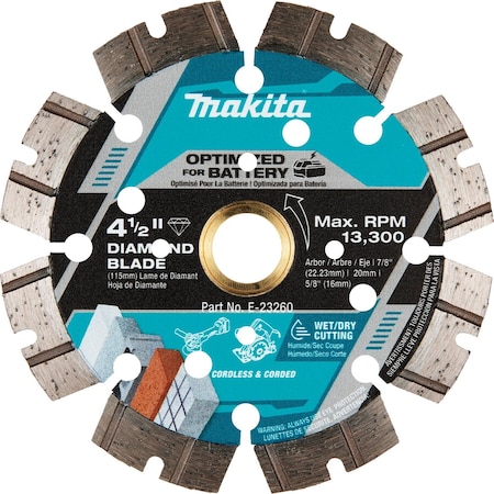 Makita 4-1/2" Thin Kerf Diamond Blade, Segmented E-23260