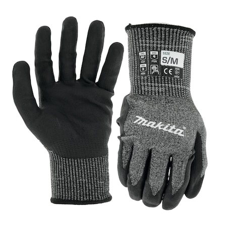 Makita Gloves, Cut Level 7, Nitrile, Small/Med, Cut Level A7 , Dipped , Nitrile , Small/Medium T-04139