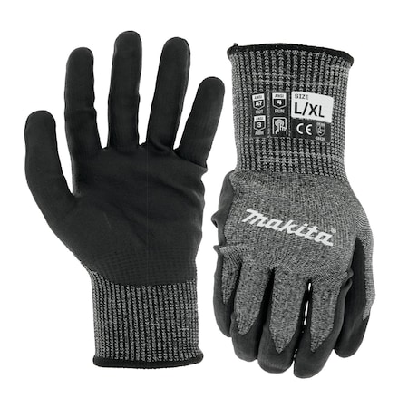 Makita Gloves, Cut Level 7, Nitrile, Large/XL, Cut Level A7 , Dipped , Nitrile , Large/X-Large T-04145