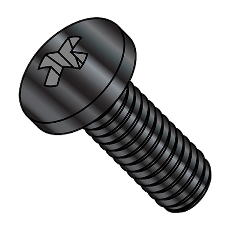 Zoro Select M6-1.00 x 35 mm Phillips Pan Machine Screw, Black