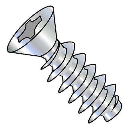 Zoro Select Thread Cutting Screw, M4-1.79 x 20 mm, Zinc Plated Steel Flat Head Phillips Drive, 5000 PK M420PTPF