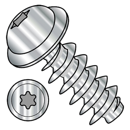 Zoro Select Thread Cutting Screw, M2-0.89 x 8 mm, Plain 316 Stainless Steel Flange Round Head Torx Drive M28PTTRWA2