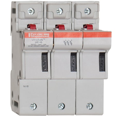 Mersen Fuse Holder, 800V AC/1000V DC Volt Rating, 3 Poles, Pressure Plate N331143