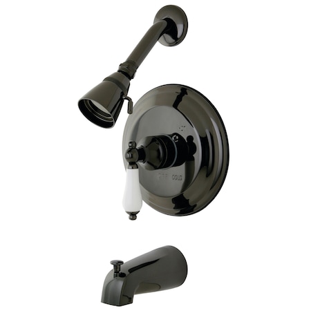 Kingston Brass Tub and Shower Faucet, Standard, 3, Wall Mount, Black Stainless Steel NB3630PL
