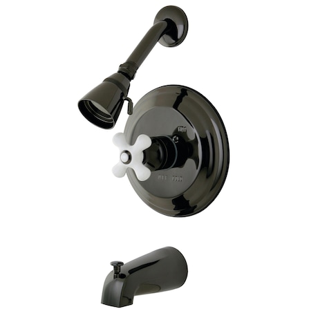 Kingston Brass NB3630PX Pressure Balanced Tub/Shower Faucet w/Porcelain Cross Handle NB3630PX