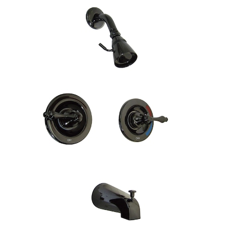 Kingston Brass Tub and Shower Faucet, Standard, 4, Wall Mount, Black Stainless Steel NB660AL