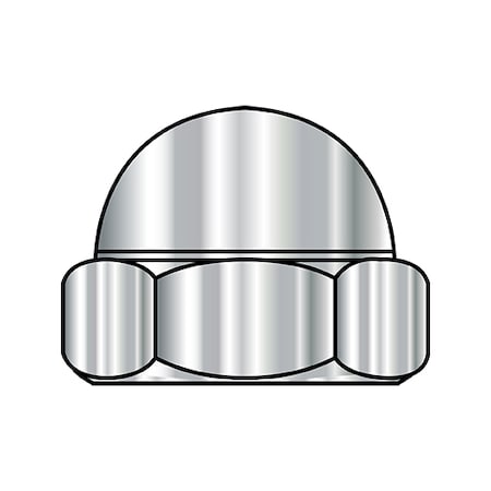 Zoro Select Low Crown Cap Nut, 1/4"-20, Stainless Steel, 0.338 in H, 500 PK 14NC188