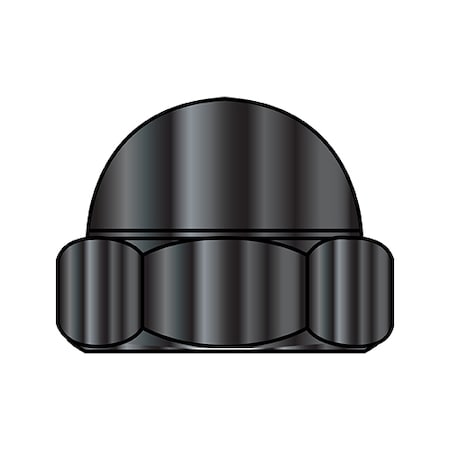 ZORO SELECT Low Crown Cap Nut, 1/2"-13, Steel, Black Oxide, 0.572 in H, 250 PK 50NCB