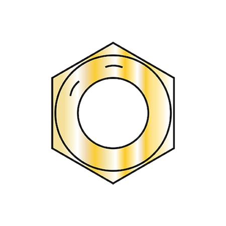 Zoro Select Hex Nut, 1"-14, Steel, Grade 8, Zinc Yellow, 55/64 in Ht, 100 PK 101NF8