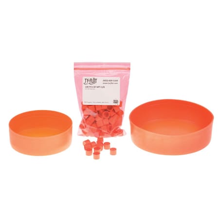 Ty-Flot Pipe End Cap, Orange, 1/2", PK100 NPT1/2OR