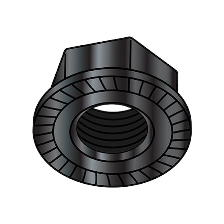 Zoro Select Flange Nut, 1/4"-20, Steel, Zinc Baked, 0.438 in Hex Wd, 0.14 in Hex Ht, 2000 PK 14NRBZ