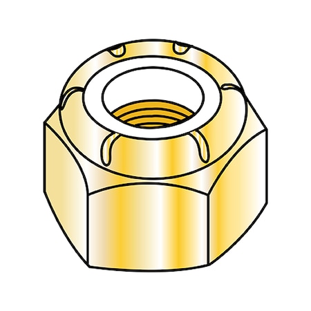 Zoro Select Nylon Insert Lock Nut, #10-32, Nylon, Yellow Zinc, 0.14 in Ht, 2000 PK 11NSY