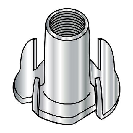 Zoro Select T-Nut, 4 Prongs, 1/4"-20, 18-8 Stainless Steel, Plain, 1000 PK 1405NT4188