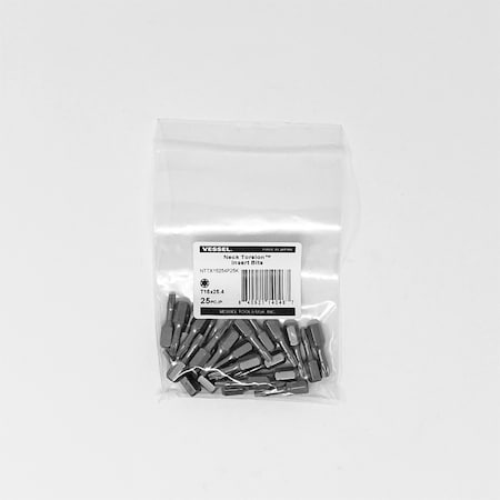 Vessel NECK TORSION Insert Bit T15x25.4, PK25 NTTX15254P25K