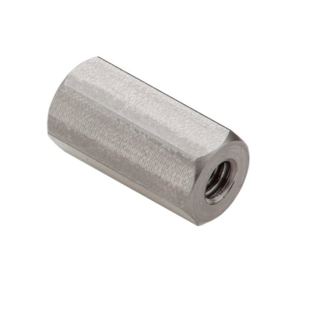 Ampg Coupling Nut, #6-32 and #8-32, Stainless Steel, Grade 18-8, Plain, 5/8 in Lg, 5/16 in Hex Wd NUT6016X8