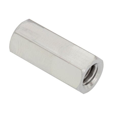 Ampg Coupling Nut, 1/4"-20, Aluminum, Plain, 7/8 in Lg, 3/8 in Hex Wd NUT6081420