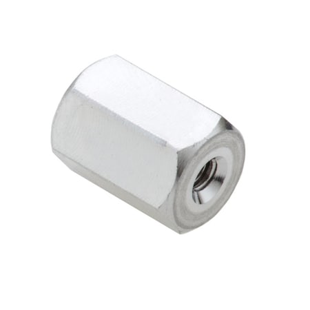 Ampg Coupling Nut, #4-40, Aluminum, Plain, 7/16 in Lg, 5/16 in Hex Wd NUT608440
