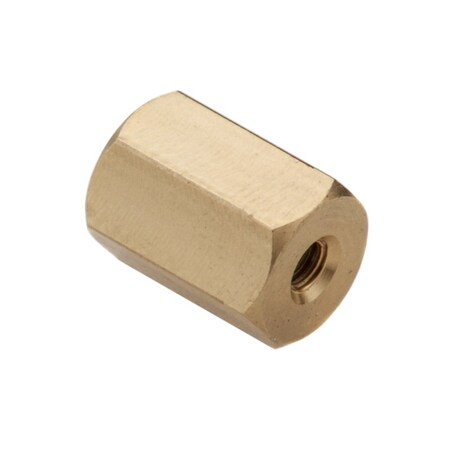 Ampg Coupling Nut, #4-40, Brass, Plain, 7/16 in Lg, 5/16 in Hex Wd NUT609440