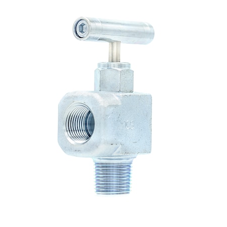 PIC GAUGES Needle Valve, 1/2", MxFNPT, Angle, CS, 6K psi NV-CS-1/2-GS-90-MXF