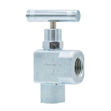 Pic Gauges Needle Valve, 1/2"FxF, Angle, CS, 10K psi NV-CS-1/2-HS-90-FXF