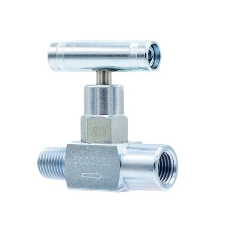 Pic Gauges Needle Valve, 1/4"MxF, Straight, CS, 6K psi NV-CS-1/4-GS-180-MXF