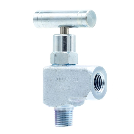 Pic Gauges Needle Valve, 1/4"MxF, Angle, CS, 10K psi NV-CS-1/4-HS-90-MXF