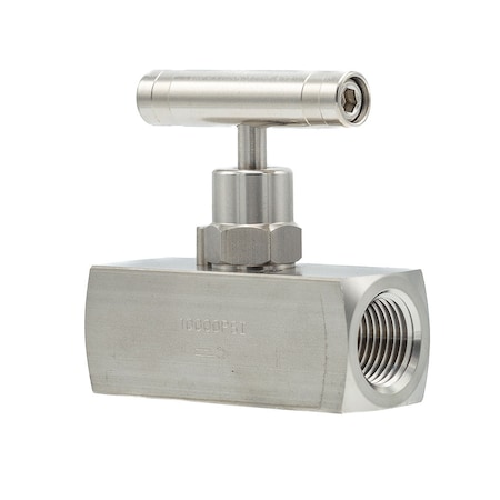 Pic Gauges Needle Valve, 1/2"FxF NPT, Strt, SS, 10K psi NV-SS-1/2-HS-180-FXF