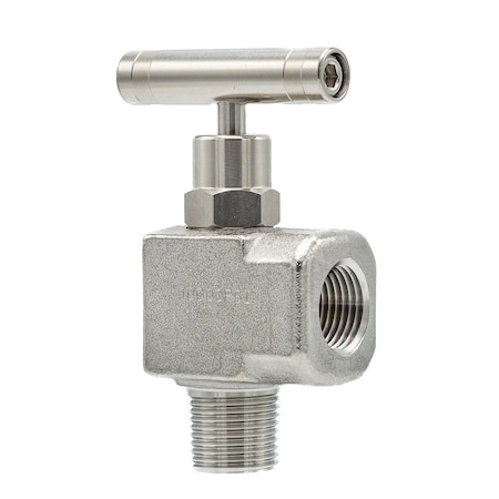 Pic Gauges Needle Valve, 1/2"MxF, Angle, 316SS, 10K psi NV-SS-1/2-HS-90-MXF