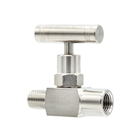 Pic Gauges Needle Valve, 1/4"MxF, Straight, SS, 10Kpsi NV-SS-1/4-HS-180-MXF
