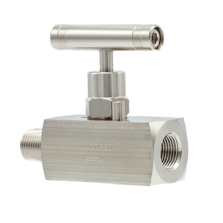 Pic Gauges Needle Valve, 3/8"MxF, Straight, SS, 10 Kpsi NV-SS-3/8-HS-180-MXF