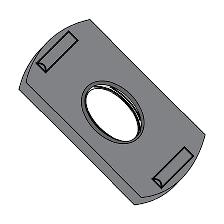 Zoro Select Tab Weld Nut, #10-24, Steel, 0.39 in Wd, 0.64 in Lg, 0.097 in Ht, 1000 PK 10NWP2-2