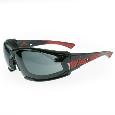 Radians Obliterator IQ, Safety Glasses, IQuity Anti-Fog & Anti-Scratch, Smoke IQ Lens, Black / Red Frame OBL1-23