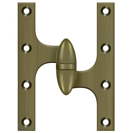 Deltana Antique Brass Door and Butt Hinge, Holes per Leaf: 4 OK6050B5-R