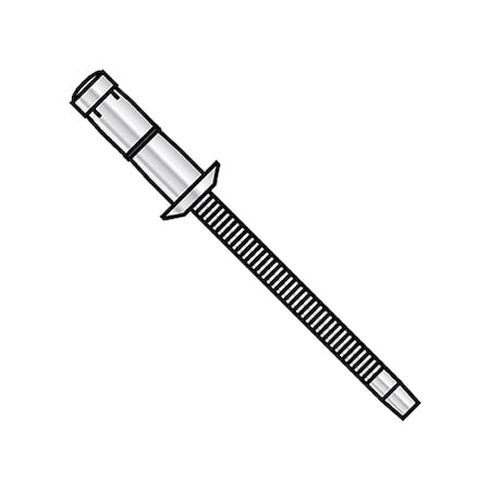 Zoro Select Blind Rivet, Dome Head, 1/4 in Dia., 0.401 in - 0.425 in L, Aluminum Body, 2000 PK LH64105P