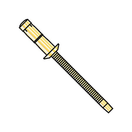 Zoro Select Blind Rivet, Dome Head, 1/4 in Dia., 0.795 in - 0.819 in L, Steel Body, 2000 PK LS65205P