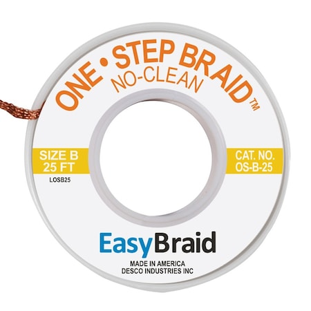 Easybraid DESOLDERING BRAID, ONE STEP, .050" X 25F OS-B-25