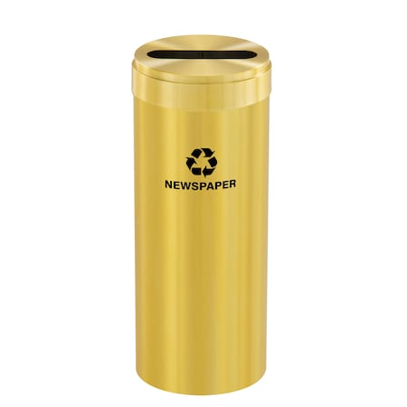 Glaro 12 gal Round Recycling Bin, Satin Brass P-1232BE-BE-P3