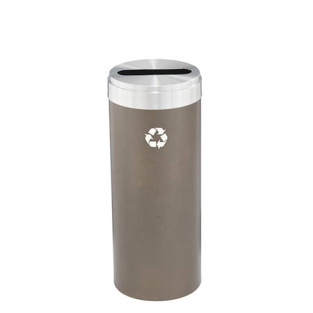 Glaro 12 gal Round Recycling Bin, Bronze Vein/Satin Aluminum P-1232BV-SA-P1