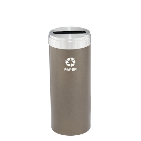 Glaro 12 gal Round Recycling Bin, Bronze Vein/Satin Aluminum P-1232BV-SA-P2