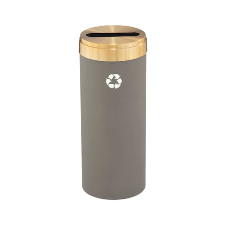 Glaro 12 gal Round Recycling Bin, Nickel/Satin Brass P-1232NK-BE-P1