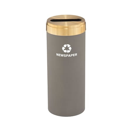 Glaro 12 gal Round Recycling Bin, Nickel/Satin Brass P-1232NK-BE-P3