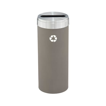 Glaro 12 gal Round Recycling Bin, Nickel/Satin Aluminum P-1232NK-SA-P1