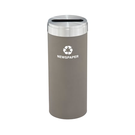 Glaro 12 gal Round Recycling Bin, Nickel/Satin Aluminum P-1232NK-SA-P3