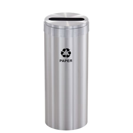 Glaro 12 gal Round Recycling Bin, Satin Aluminum P-1232SA-SA-P2