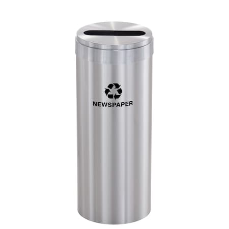 Glaro 12 gal Round Recycling Bin, Satin Aluminum P-1232SA-SA-P3