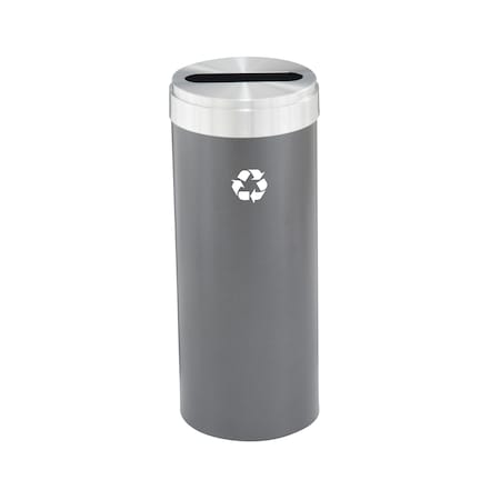Glaro 12 gal Round Recycling Bin, Silver Vein/Satin Aluminum P-1232SV-SA-P1